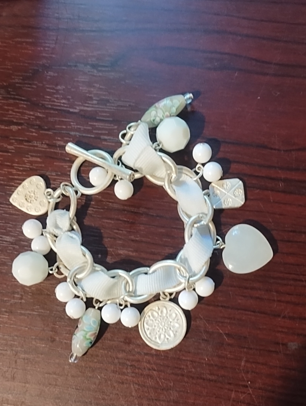 Unique VGC White Charm Ribbon Bracelet - Women Jewelry.